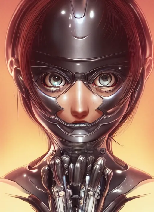 Prompt: portrait of Alita by Yukito Kishiro, biomechanical, hyper detailled, trending on artstation