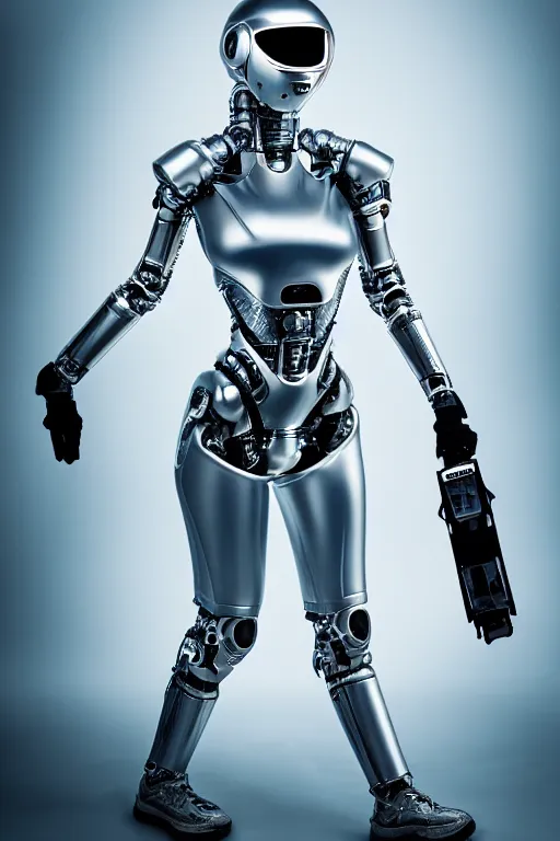 Image similar to cybernetic ultra high tech female knight, sci - fi, high technologies, futurism, exoskeleton, carbon, strong artificial intelligence, symmetry, cinematic, elegant, luxury, perfect light, perfect composition, dlsr photography, sharp focus, 8 k, ultra hd, sense of awe, highly detailed, realistic, intricate, science journal cover