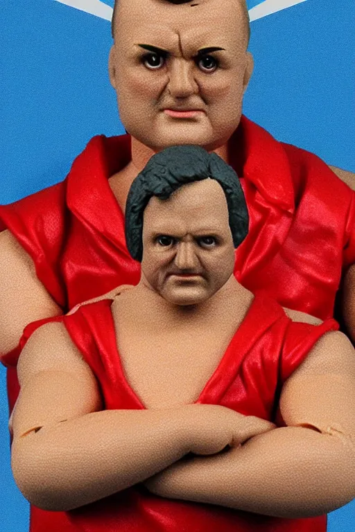 Image similar to detailed illustration, anthony albanese as a 1 9 8 0 s wrestling action figure, prime minister of australia