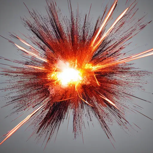 Prompt: explosion render, white background, extremely high quality explosion, 3D render, 3D render of an explosion, realistic, realistic explosion