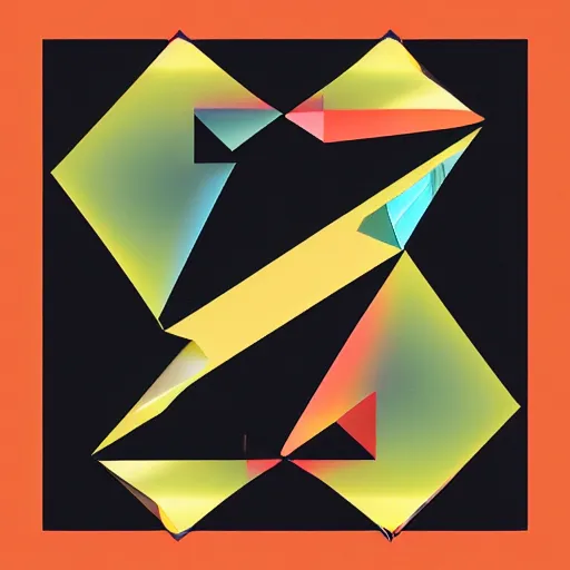 Prompt: a picture of a bunch of triangles on a black background, an album cover by wolfgang zelmer, behance contest winner, crystal cubism, tesseract, holographic, psychedelic