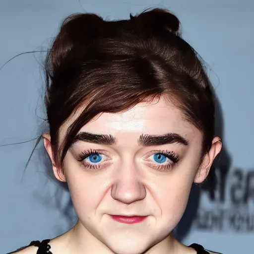 Prompt: close up photo of maisie williams pulling a face