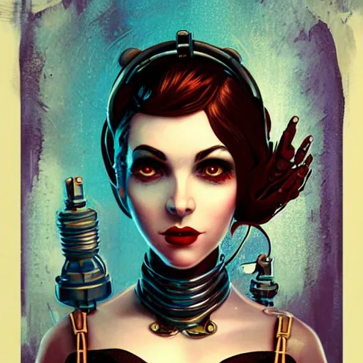 Image similar to lofi underwater bioshock biopunk steampunk portrait, wearing corset, Pixar style, by Tristan Eaton Stanley Artgerm and Tom Bagshaw.