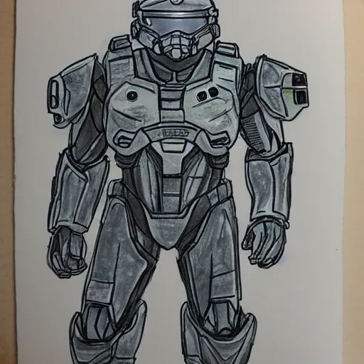 Image similar to master chief drawn with markers