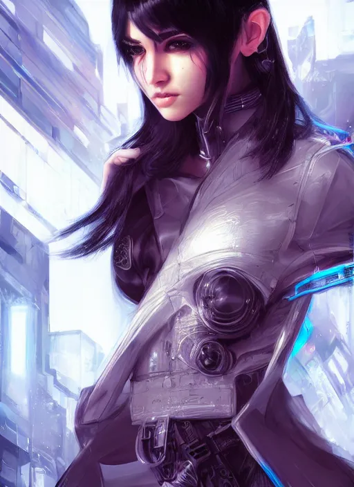 Image similar to teen elf, cyberpunk, black hair, gorgeous, amazing, elegant, intricate, highly detailed, digital painting, artstation, concept art, sharp focus, illustration, art by ross tran