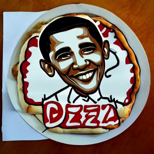 Image similar to Barack Obama drawn on a pizza