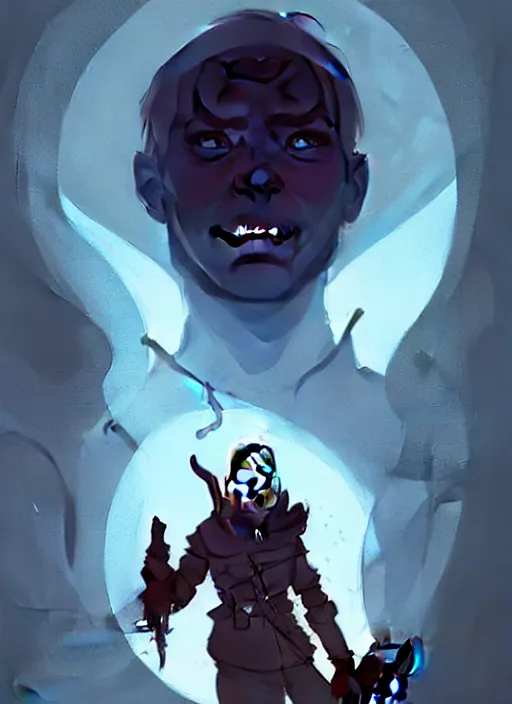 Image similar to ( ( ( ( ( portrait of male drow from dungeons and dragons surrounded by crows. ) ) ) ) ) by atey ghailan, by greg rutkowski, by greg tocchini, by james gilleard, by joe fenton, by kaethe butcher, dynamic lighting, gradient light blue, brown, blonde cream and white color scheme, grunge aesthetic