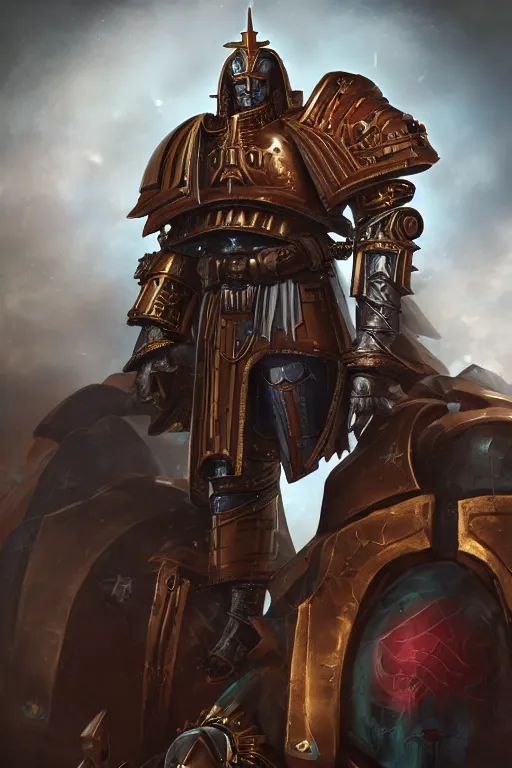 Image similar to armor portrait heros warhammer 4 0 k horus heresy fanart - the primarchs emperor by johannes helgeson animated with vfx concept artist & illustrator global illumination ray tracing hdr fanart arstation zbrush central hardmesh 8 k octane renderer comics stylized