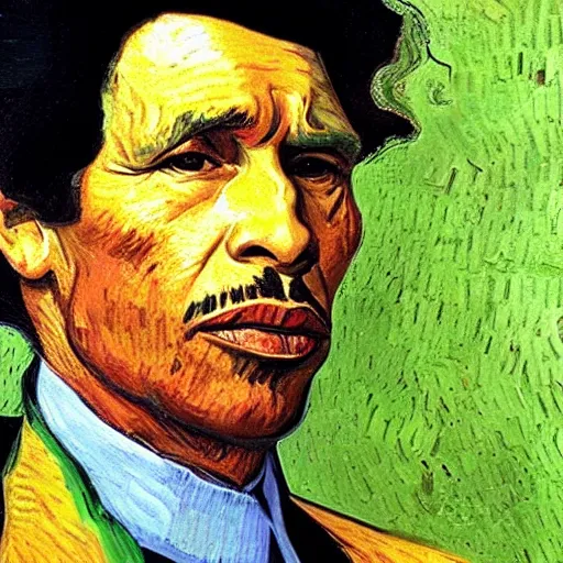 Image similar to president gaddafi portrait, van gogh