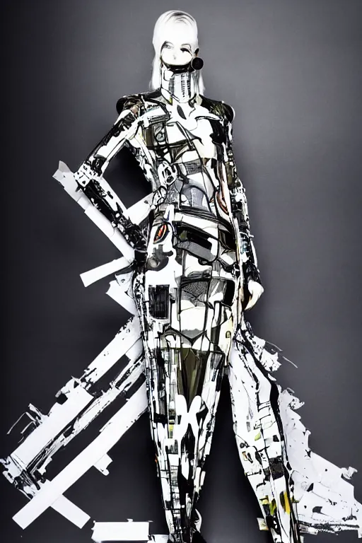 Image similar to futuristic haute couture dress styled by iris van herpin, yoji shinkawa