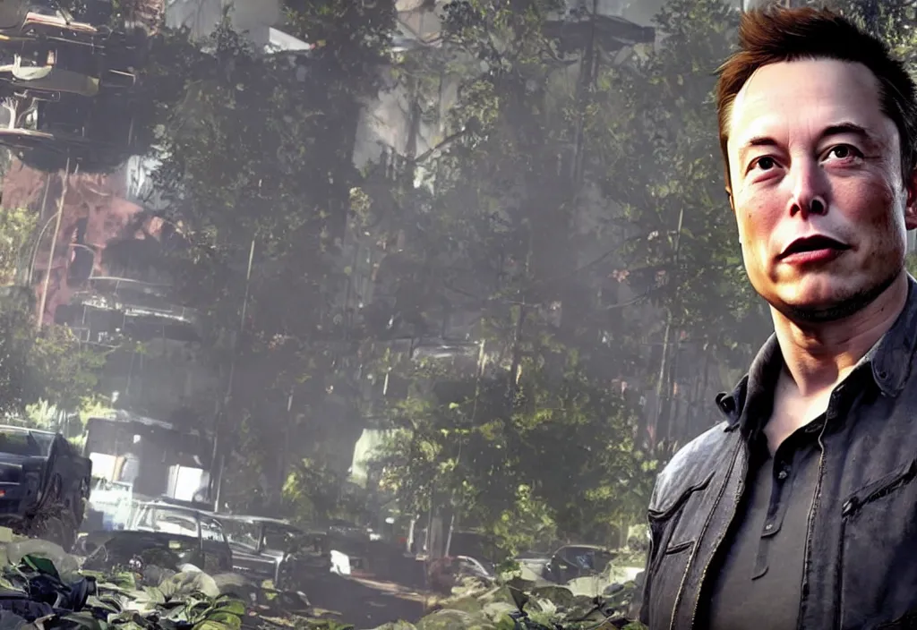 Image similar to a screenshot of elon musk in the video game in the last of us. close up, 3 d rendering. unreal engine. amazing likeness. very detailed.