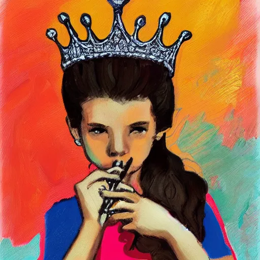 Image similar to a crown of artist's brushes in a girl's hair