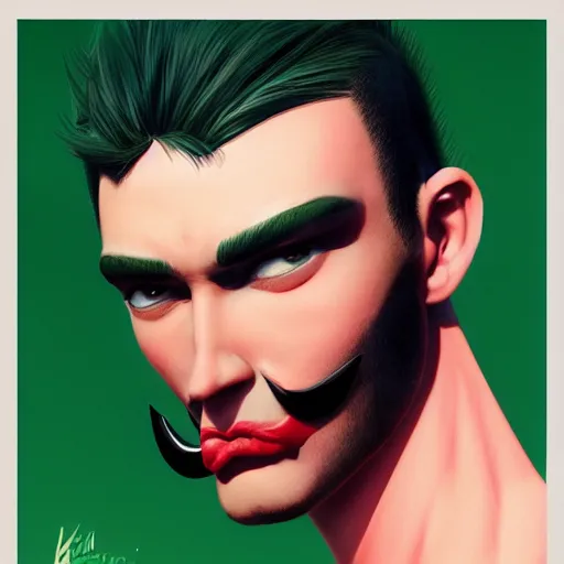 Image similar to a man with a round pink head a green mohawk green eyebrows and a long pointy red nose, realistic shaded perfect face, fine details. realistic shaded lighting poster by ilya kuvshinov katsuhiro, magali villeneuve, artgerm, jeremy lipkin and michael garmash, rob rey and kentaro miura style, trending on art station