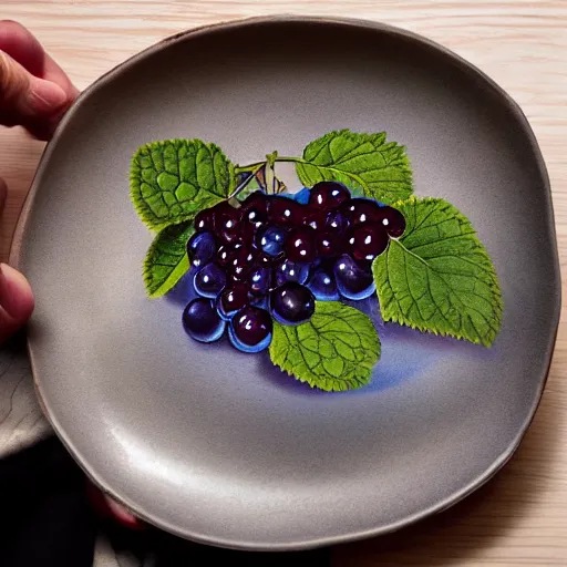 Prompt: a man eats black currants in a plate, hyper realistic, hyper detailed, cfg _ scale 1 5