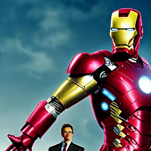 Image similar to Samuel L. Jackson as Iron Man, movie poster.