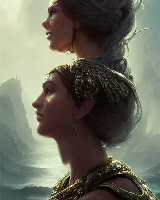 Prompt: A beautiful female warrior posing on a boat, beautiful face, highly detailed face, close-up, fantasy woman, fantasy art, in the style of greg rutkowski, illustration, epic, fantasy, intricate, hyper detailed, artstation, concept art, smooth, sharp focus, ray tracing, profile shot