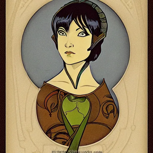 Image similar to art nouveau portrait of toph beifong