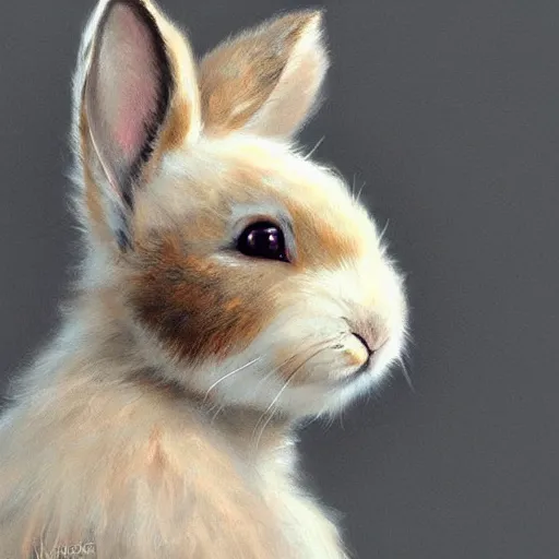 Image similar to cute furry bunny, green eyes, light brown fur, wlop, artgerm, royo