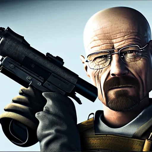 Image similar to walter white as a rainbow six siege operator, 4 k, highly detailed