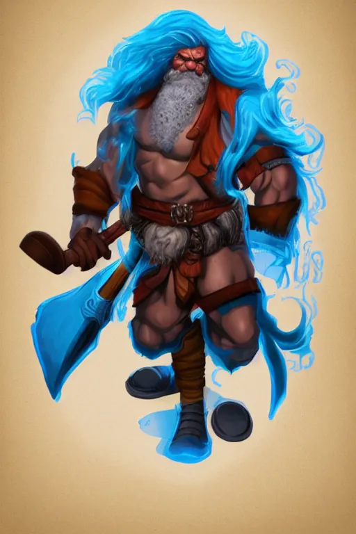 Image similar to buff barbarian karl marx with shining blue tattoos, dungeons and dragons, trending on artstation, award winning, stylized painting, 4 k, 8 k