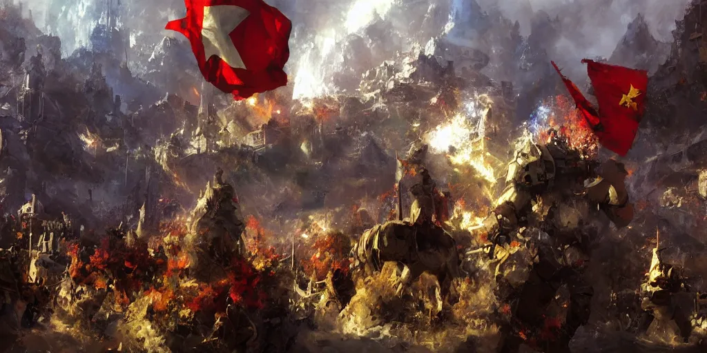 Image similar to people of the world rejoice the ultimate communist victory, inspiring, fantasy art, socialist art, by craig mullins