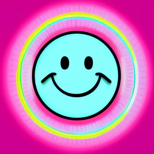 Image similar to a pink and blue circle with a smiley face, vector art by shitao, featured on deviantart, digital art, irridescent, adafruit, flat shading