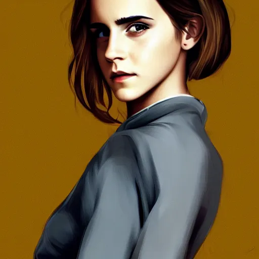 Prompt: emma watson, elegant, 2d, ultra highly detailed, digital painting, smooth, sharp focus, artstation, art by Ilya Kuvshinov