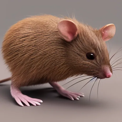 Prompt: fuzzy cute brown rat 3 d render awardwinning