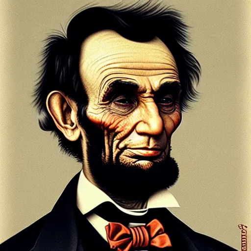 Prompt: portrait of abe lincoln by norman rockwell