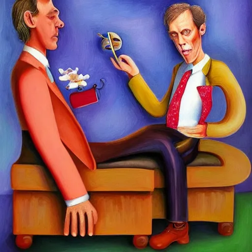 Prompt: hugh laurie made of whimsical dreams, surrealist painting, highly detailed