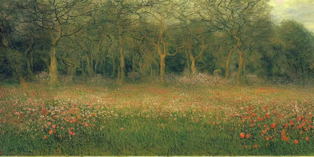 Image similar to a park with many beautiful flowers, by caspar david friedrich, by claude monet, canvas, paint, oil paint, tempera paint, dripping paint, splatter paint, macro, dof, insanely detailed and intricate, hypermaximalist, elegant, ornate, hyper realistic, super detailed