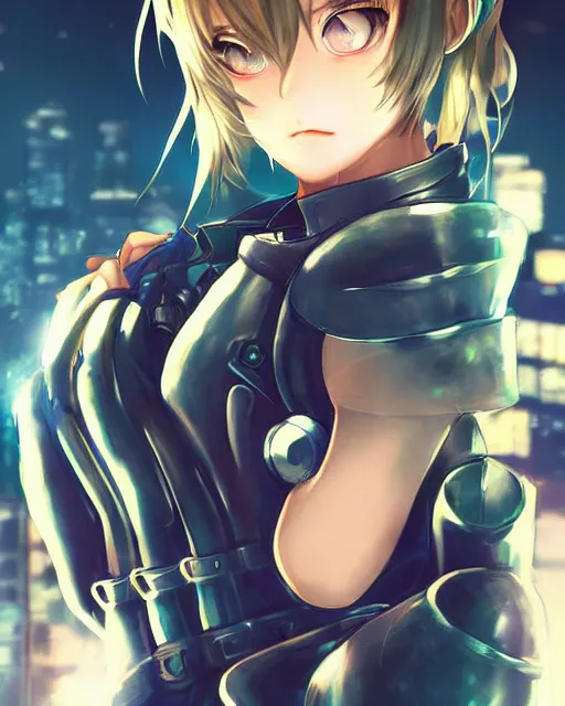 Image similar to portrait of anime girl in mechanic armor in night tokyo by makoto sinkai, perfect face, fine details