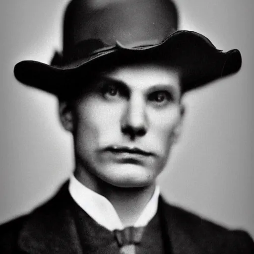 Prompt: A photograph portrait of Jerma985 wearing a homburg hat in the early 1920s, taken in the early 1920s, grainy, taken on a early 1900s Kodak Camera, realistic, hyperrealistic, very realistic, highly detailed, very detailed, extremely detailed, detailed, digital art, trending on artstation
