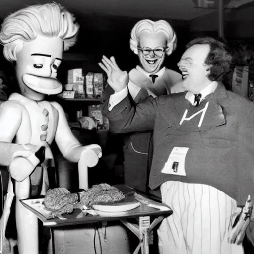 Prompt: ronald mcdonald inventing the first ever big mac and laughing hysterically