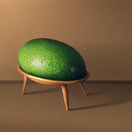 Image similar to an avocado armchair and avocado table, realistic, 8 k, extremely detailed, cgi, trending on artstation, hyper - realistic render, by greg rutkowski