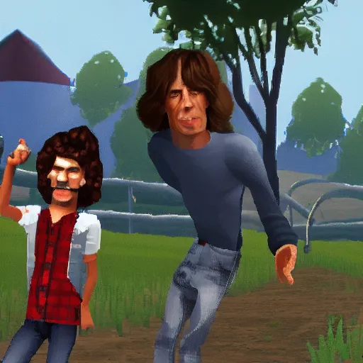 Prompt: a video game about mick jagger being a farmer