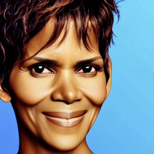 Image similar to halle berry as an anthropomorphic blueberry