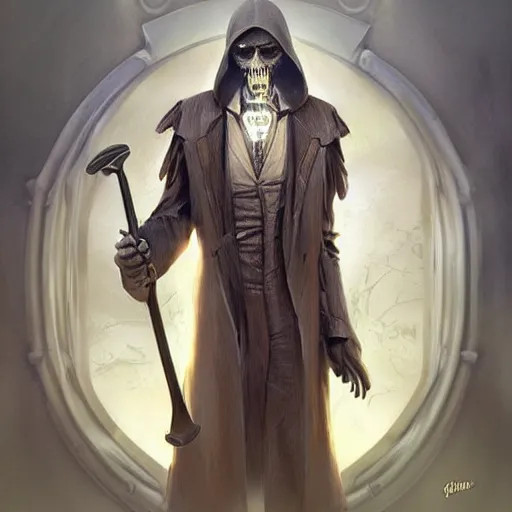 Image similar to amazing lifelike award winning clockwork grim reaper trending on art station artgerm greg rutowski alpgonse mucha cinematic