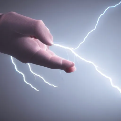 Image similar to hyper realistic lightning storm in a beautiful girl's hand. higly detailed, complex, unreal engine 5.