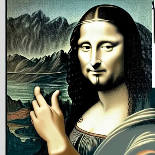 Image similar to keanu reeves as da vinci's mona lisa