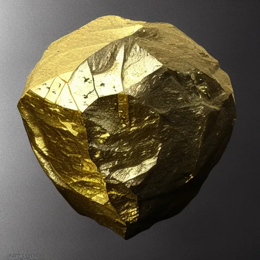 Prompt: metallic asteroid, artstation, digital art, iron, rocky, tiny silver vein, tiny gold vein