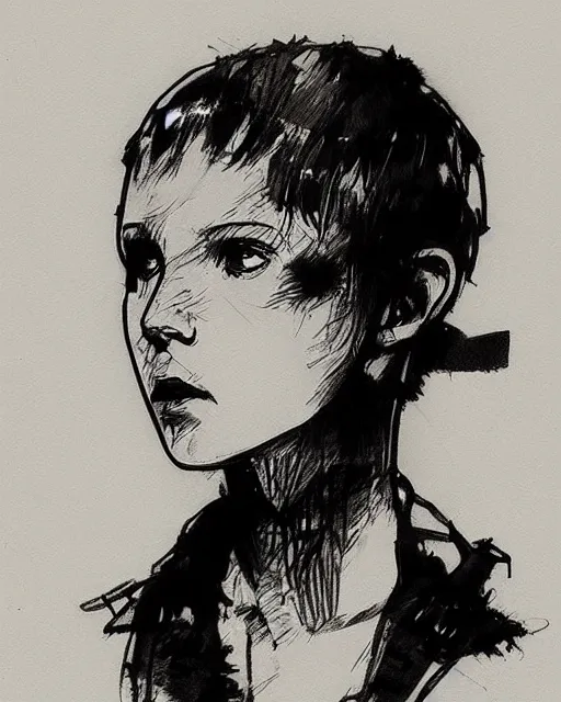 Image similar to pencil sketch of millie bobby brown by yoji shinkawa