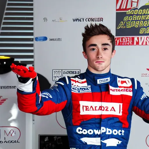 Image similar to f 1 driver charles leclerc, on display, posing like a statue, showing off his muscles, humanoid robot, who is a male android, shiny skin, made of ice, frozen ice statue, by the pool, a realistic detailed photo of a guy who is an attractive humanoid who is half robot and half humanoid, blank stare