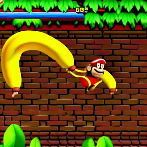 Image similar to Donkey Kong slips on a banana, Nintendo Power in-game screenshot