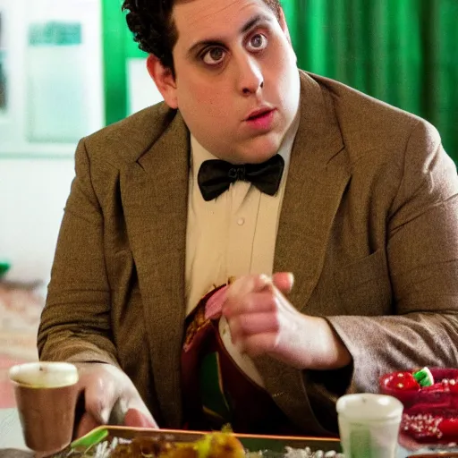 Image similar to jonah hill as borat in borat, 8k resolution, full HD, cinematic lighting, award winning, anatomically correct