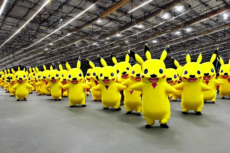 Image similar to a warehouse full of pikachu