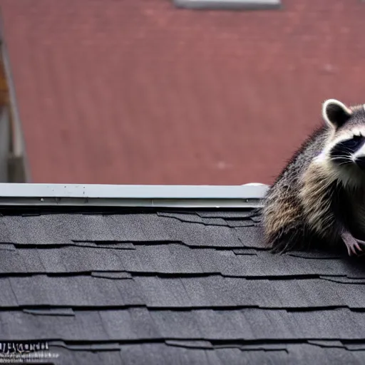 Image similar to raccoon on roof, morning light, backlit,