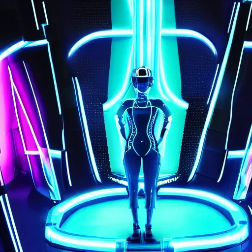 Prompt: A still of Miley Cyrus in Tron: Legacy (2010)