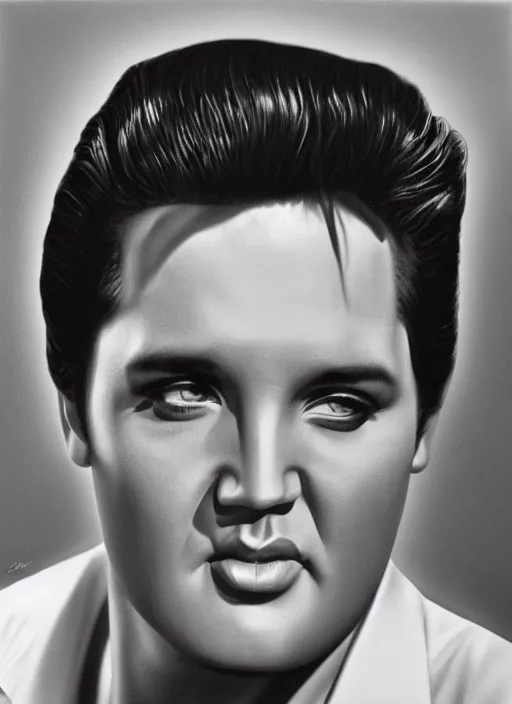 Image similar to portrait of elvis presley by paul cadden