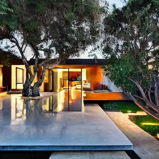 Prompt: the perfect beautiful modern house in los angeles